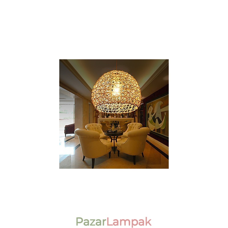 Modern vidéki Cany Art szőtt rattan egyfejű csepplámpás lámpa