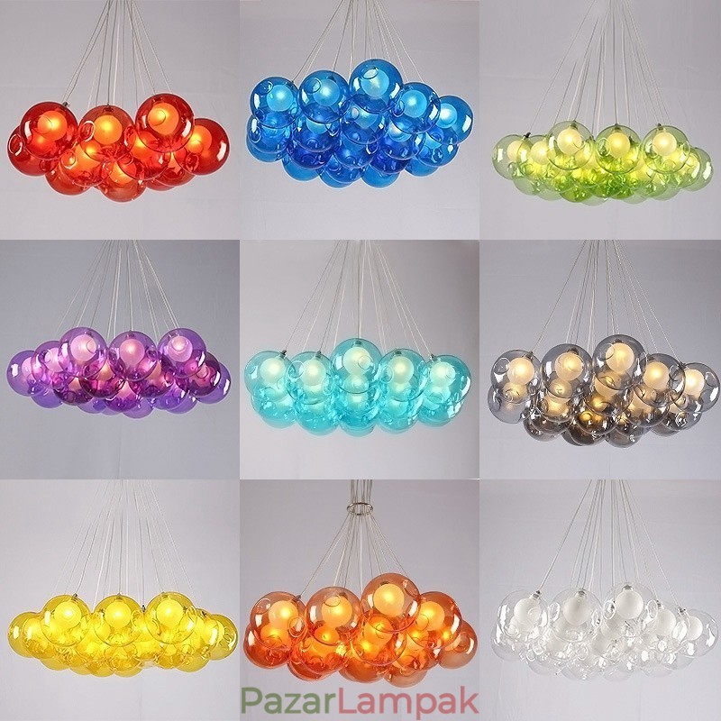 Creative The Nordic Color Restoring Ancient Ways Goldfish Bowl Glass Creative Droplight Lámpa Light (Ha több üveggolyót rendel, akkor egy függő függeszt szállítjuk) (Kérjük, válassza ki az üveggolyó mennyiségét és színét lent)