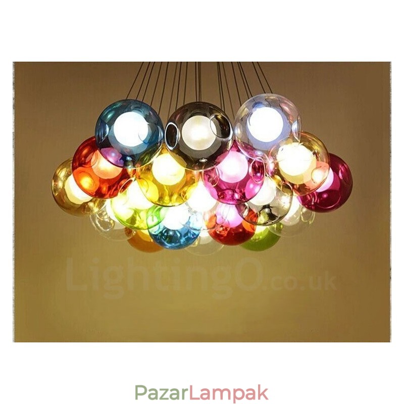 Creative The Nordic Color Restoring Ancient Ways Goldfish Bowl Glass Creative Droplight Lámpa Light (Ha több üveggolyót rendel, akkor egy függő függeszt szállítjuk) (Kérjük, válassza ki az üveggolyó mennyiségét és színét lent)