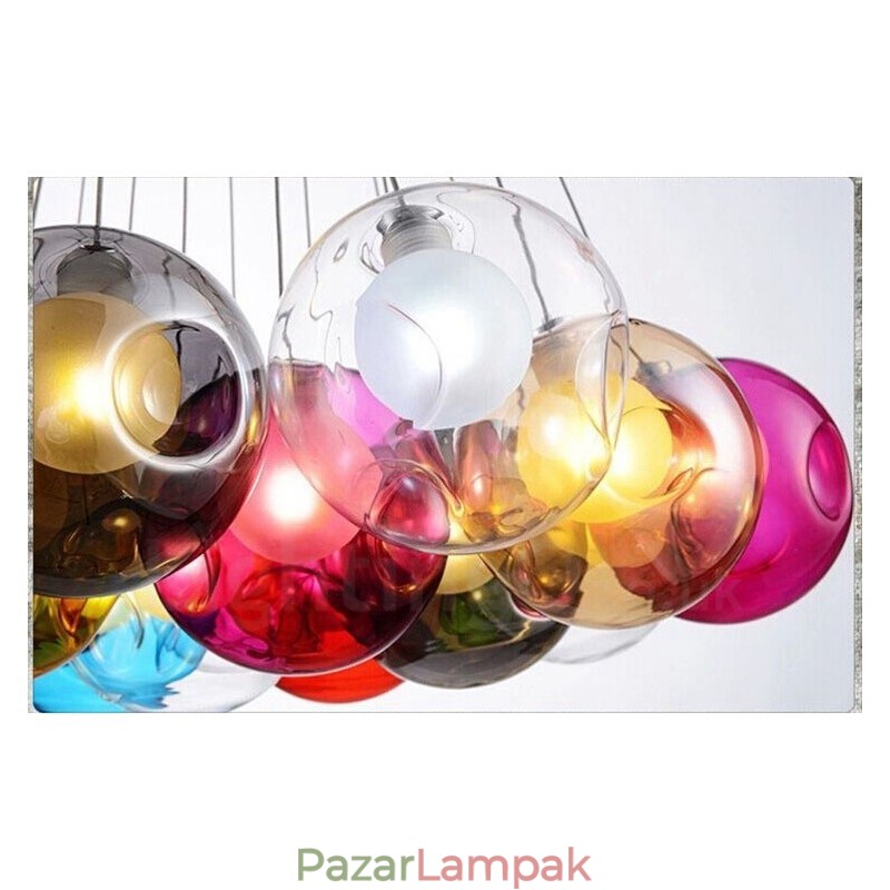 Creative The Nordic Color Restoring Ancient Ways Goldfish Bowl Glass Creative Droplight Lámpa Light (Ha több üveggolyót rendel, akkor egy függő függeszt szállítjuk) (Kérjük, válassza ki az üveggolyó mennyiségét és színét lent)