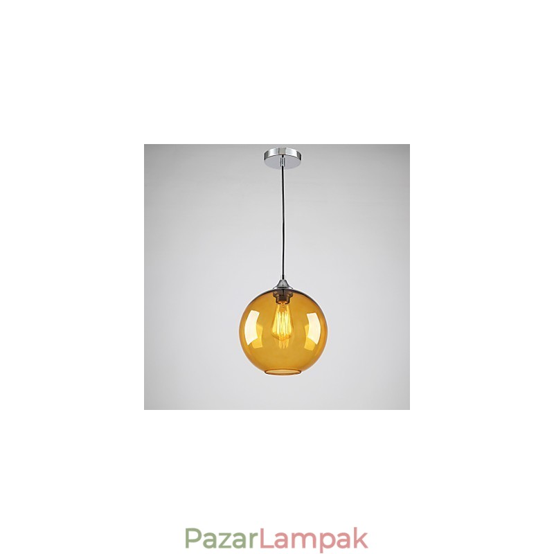 Modern üveg függőlámpa kerek borostyán buborékos üveg ernyőben