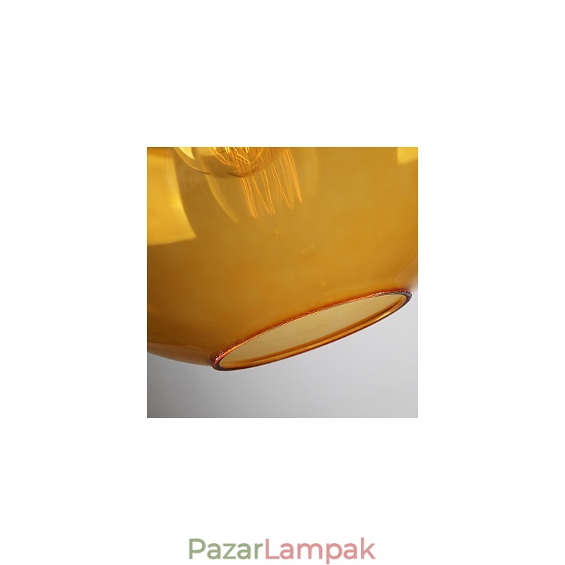 Modern üveg függőlámpa kerek borostyán buborékos üveg ernyőben