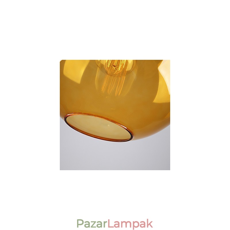 Modern üveg függőlámpa kerek borostyán buborékos üveg ernyőben