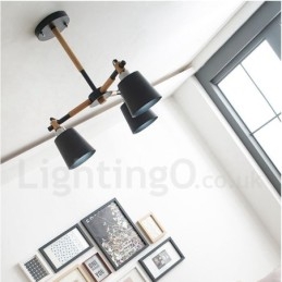 3 Light Modern kortárs fa csillár lámpa
