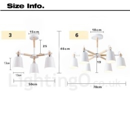 3 Light Modern kortárs fa csillár lámpa