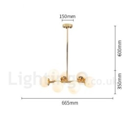 8 Light Modern modern csillár üvegárnyékoló világítással