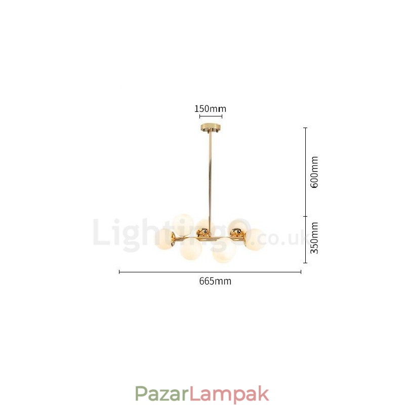 8 Light Modern modern csillár üvegárnyékoló világítással