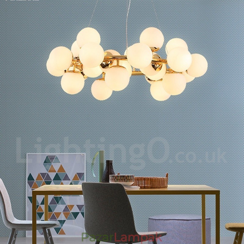 24 Light Modern modern csillár üvegárnyékoló világítással