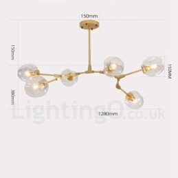 6 Light Modern modern csillár átlátszó üveg ernyővel és fénnyel