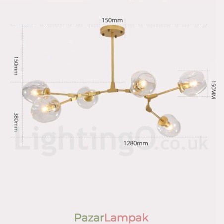 6 Light Modern modern csillár átlátszó üveg ernyővel és fénnyel 6 Light Modern modern csillár átlátszó üveg ernyővel és fénnyel