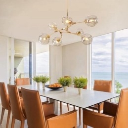 Modern, modern 7 világos csillár átlátszó üveg ernyővel és lámpával