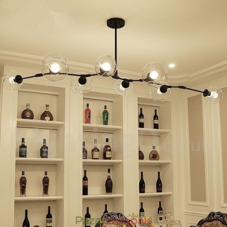 8 világos, modern kortárs csillár átlátszó üveg ernyővel és lámpával (fekete arany)