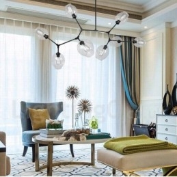 8 világos, modern kortárs csillár átlátszó üveg ernyővel és lámpával (fekete arany)