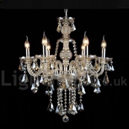 Retro Vintage konyak színű K9 kristály modern csillár 6 lámpával