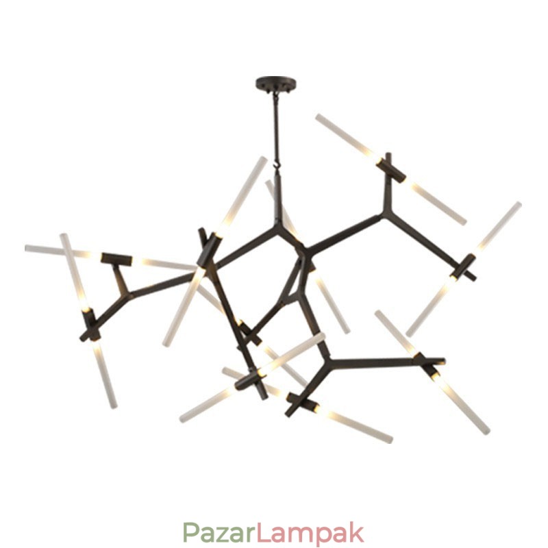 Modern, kortárs 20 fényes csillárlámpa (fekete arany)