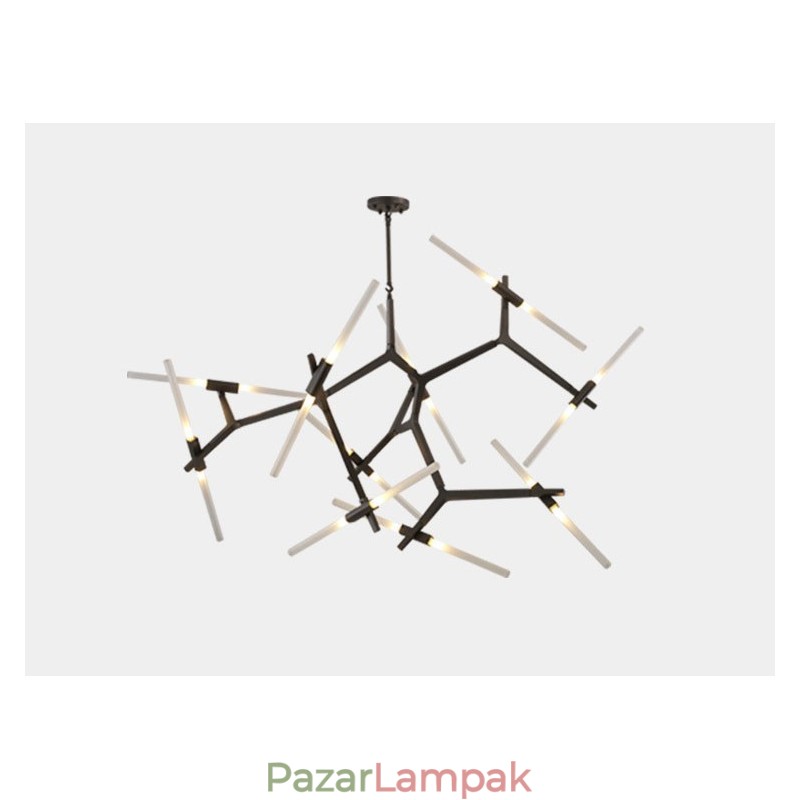 Modern, kortárs 20 fényes csillárlámpa (fekete arany)