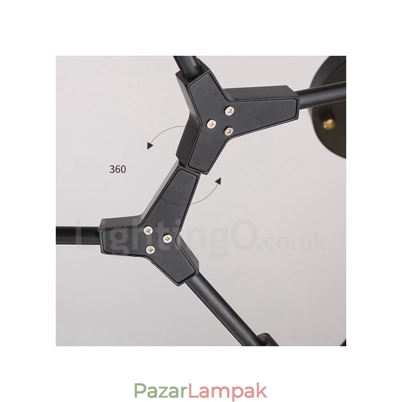 Fekete 8 világos, modern kortárs csillár lámpa