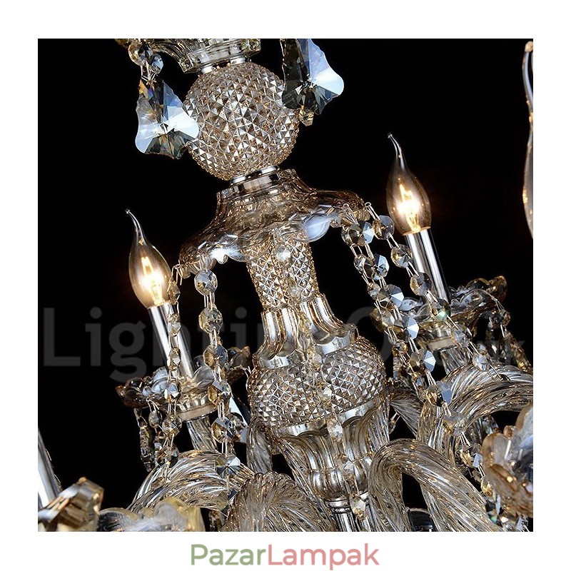 Retro Vintage konyak színű K9 kristály modern csillár 6 lámpával