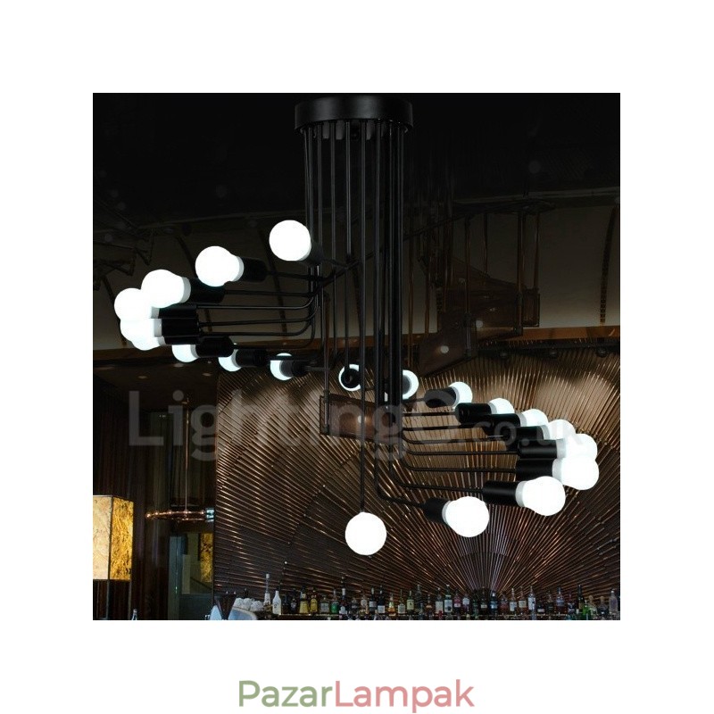 Fekete kortárs csillár lámpa