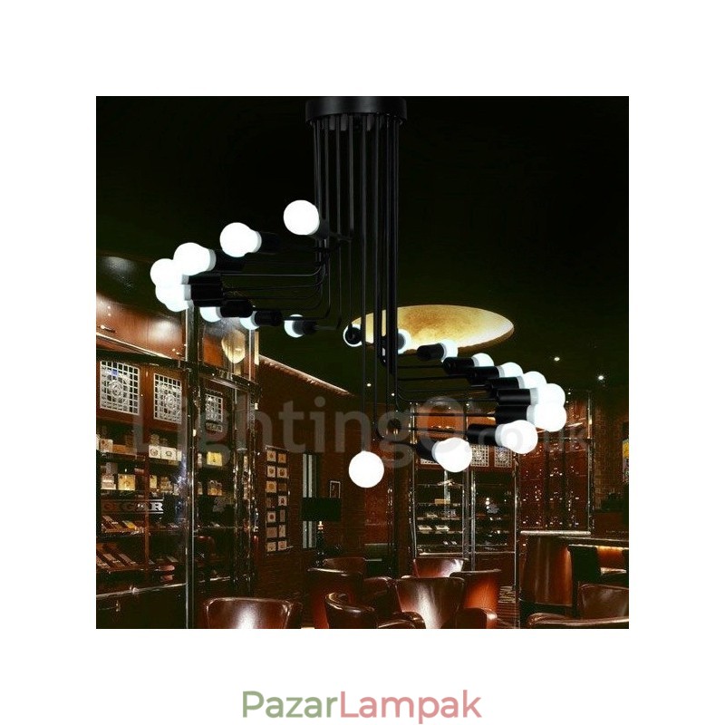 Fekete kortárs csillár lámpa