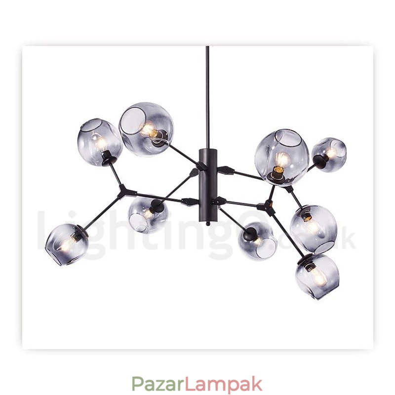 Csillár üvegernyővel, modern kortárs stílusban