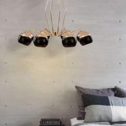 8 világos, egyszintes, modern kortárs fém csillár lámpa üveg ernyővel