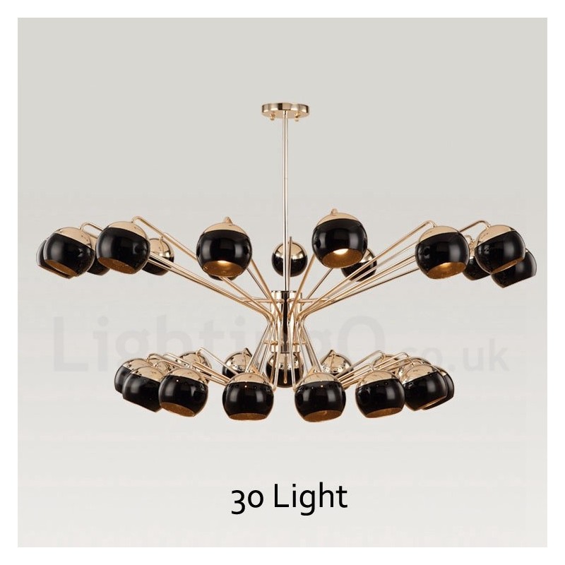 30 Light, 2 szintes, modern kortárs fém csillár lámpa üveg ernyővel