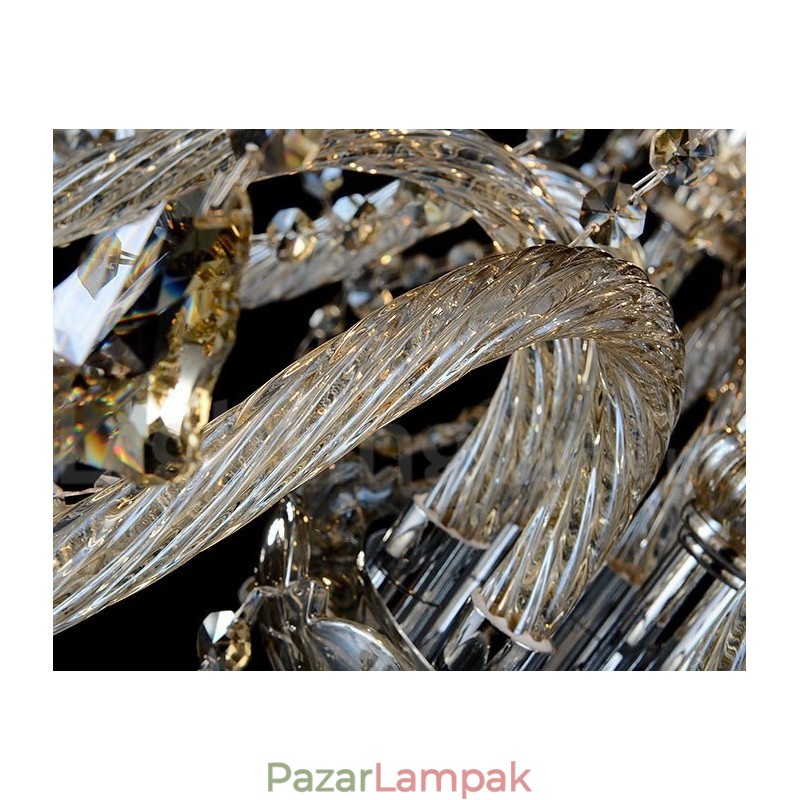 Retro Vintage konyak színű K9 kristály modern csillár 6 lámpával