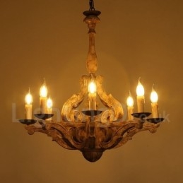 8 Light Vintage Retro fa csillár lámpa fény