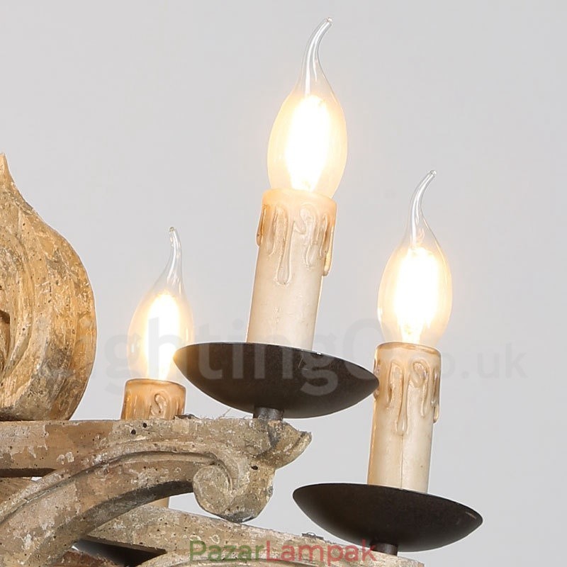 8 Light Vintage Retro fa csillár lámpa fény