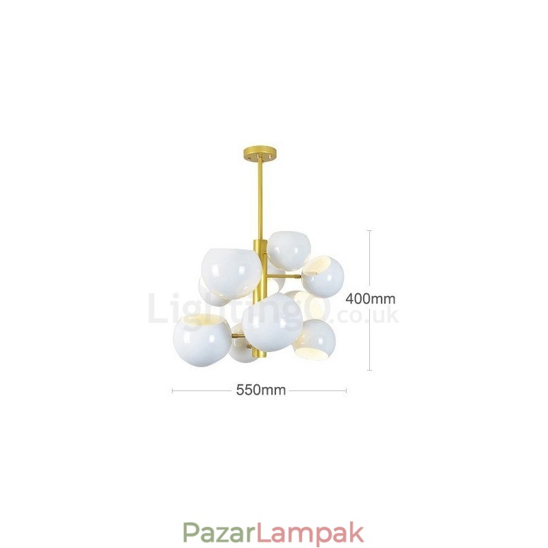 Fehér 10 fényű modern kortárs csillár lámpa
