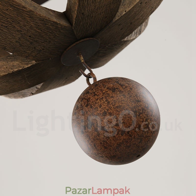 Country Vintage fa 6 fényű csillár lámpa fény
