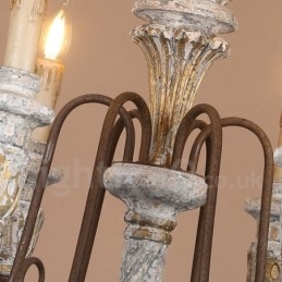 Country Vintage fából készült 6 fényű, egyszintes csillár fényhez