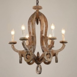 Country Wooden Vintage 6 Light egyszintű csillár könnyű fa lámpa
