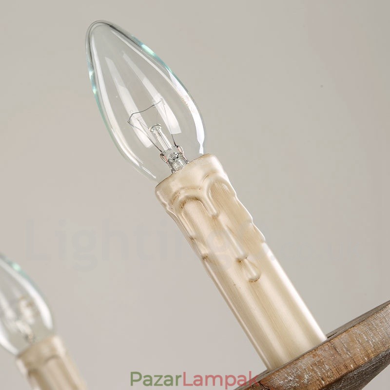 Country Wooden Vintage 6 Light egyszintű csillár könnyű fa lámpa