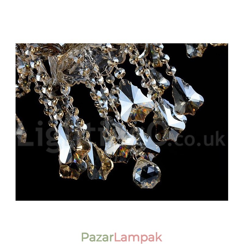 Retro Vintage konyak színű K9 kristály modern csillár 6 lámpával