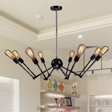 Fekete Retro Vintage Metal 8 Light egyszintű csillár lámpa Fekete Retro Vintage Metal 8 Light egyszintű csillár lámpa