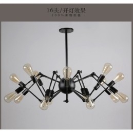 Fekete Retro Vintage Metal 8 Light egyszintű csillár lámpa
