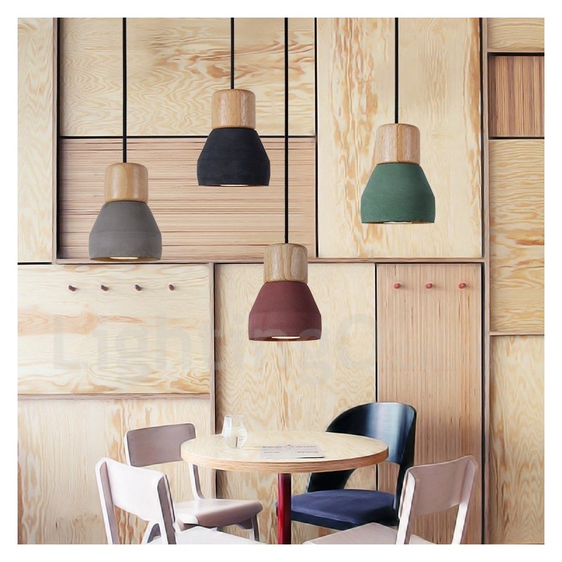 Single Light Modern kortárs több színben fa beton függőlámpa