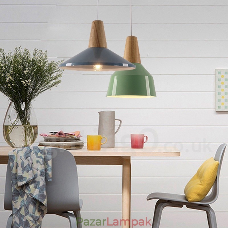 1 Light Modern, modern, fából készült függőlámpa