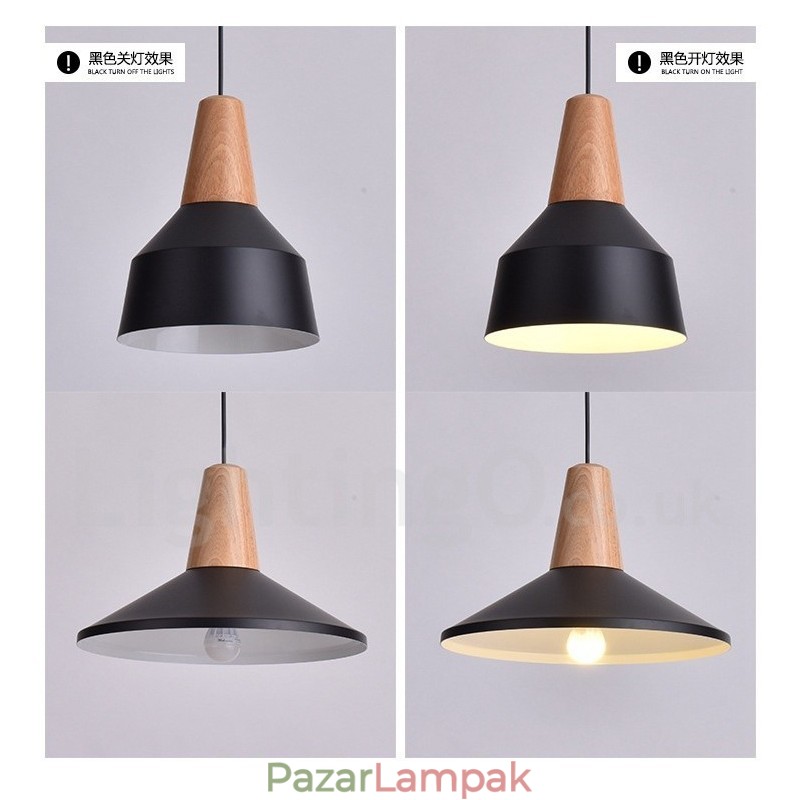 1 Light Modern, modern, fából készült függőlámpa