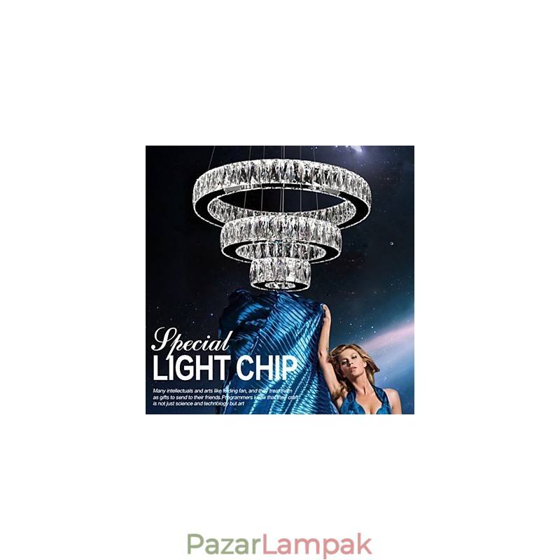 Kristály csillár lámpák Modern világítás három gyűrűs D305070 K9 nagy kristály mennyezeti lámpatestek