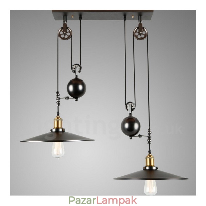 2 Light Country Vintage fém függőlámpa