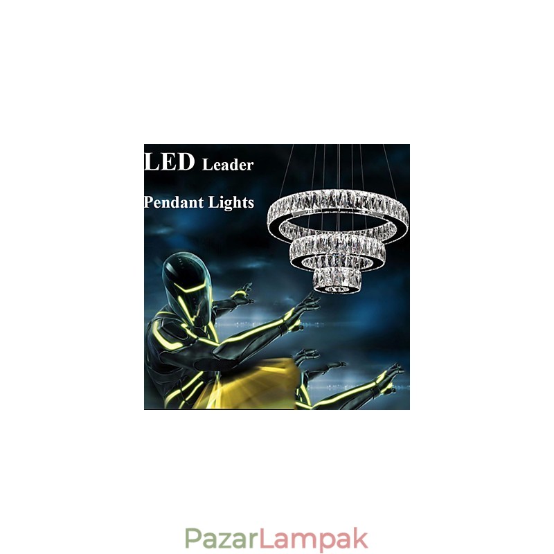 Kristály csillár lámpák Modern világítás három gyűrűs D305070 K9 nagy kristály mennyezeti lámpatestek