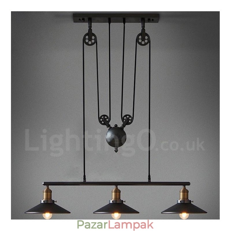 3 Light Country Vintage fém függőlámpa