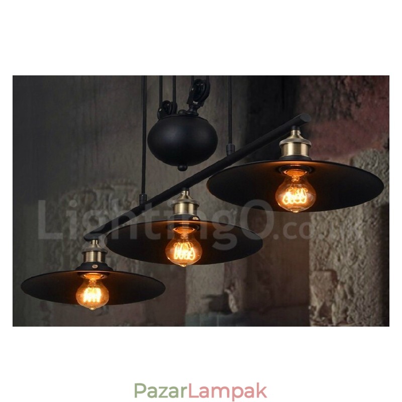 3 Light Country Vintage fém függőlámpa