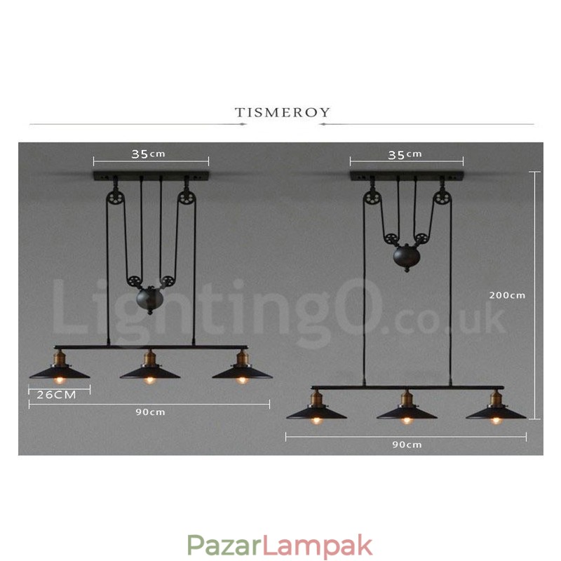 3 Light Country Vintage fém függőlámpa