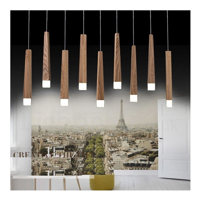 1 Light Modern, modern, fából készült függőlámpa