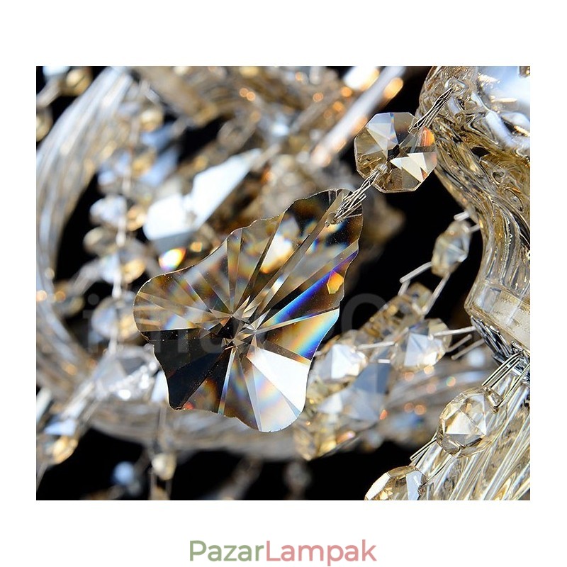 Retro Vintage konyak színű K9 kristály modern csillár 6 lámpával