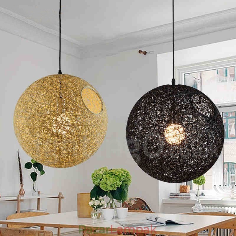 Modern, modern bambusz rattan függőlámpa